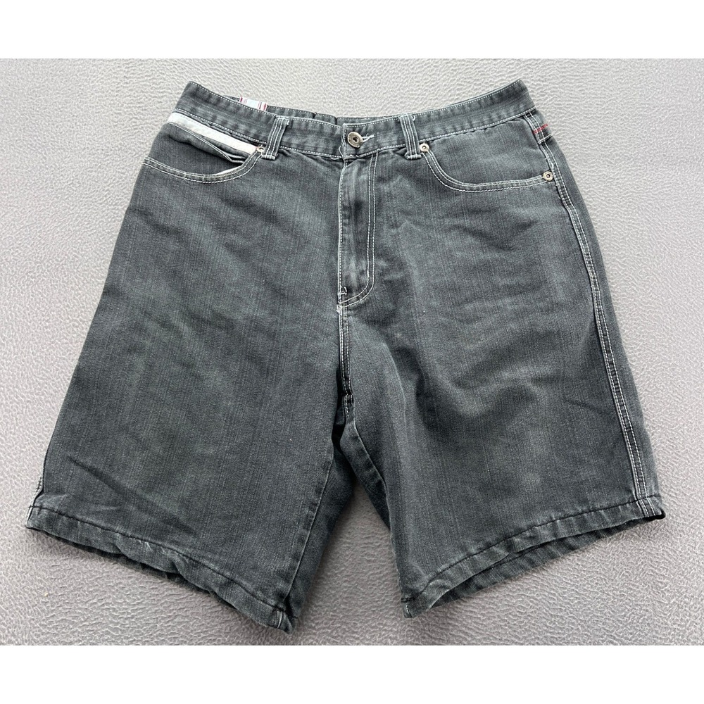 VTG Most OFCL Seven Shorts Mens Black Denim Contrast Stitch Skater Baggy Y2K 33